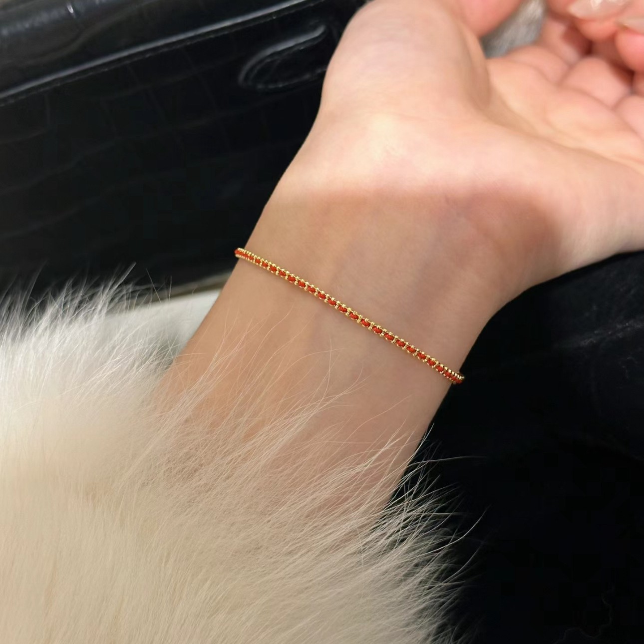 Sweet Red Line Bracelet For Women Featuring Copper Rope Chain With Electroplated Gold Plating 2