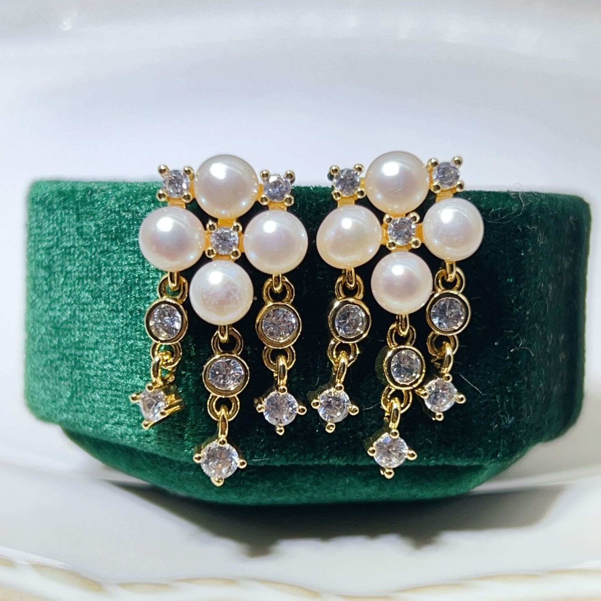 Tassel Earrings For Women In White Featuring Copper Craft And Zircon Inlay With 925 Sterling Silver Ear Pins 2