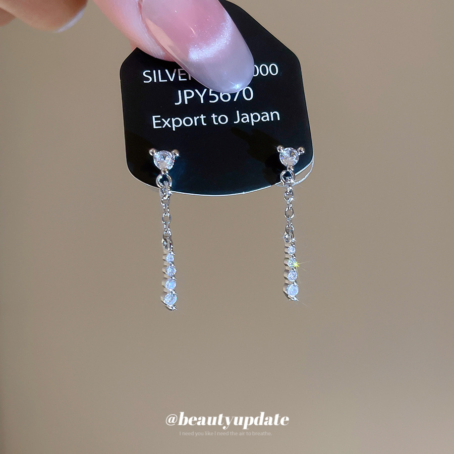 Tassel Stud Earrings For Women With Copper Craft And Zircon Inlay, Featuring 304 Stainless Steel Posts 2