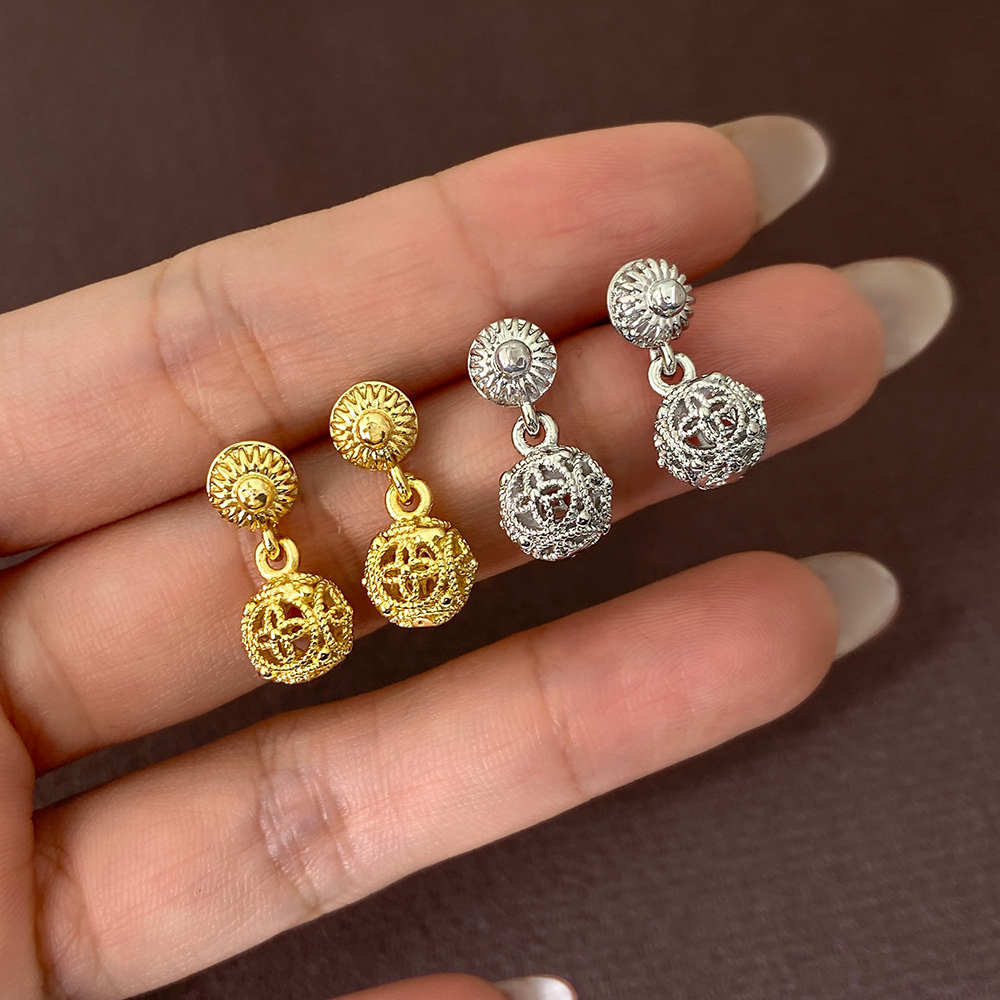 Three-dimensional Ball Dangling Earrings For Women In Copper With Platinum Plated Water Plating And Zircon Inlay 3