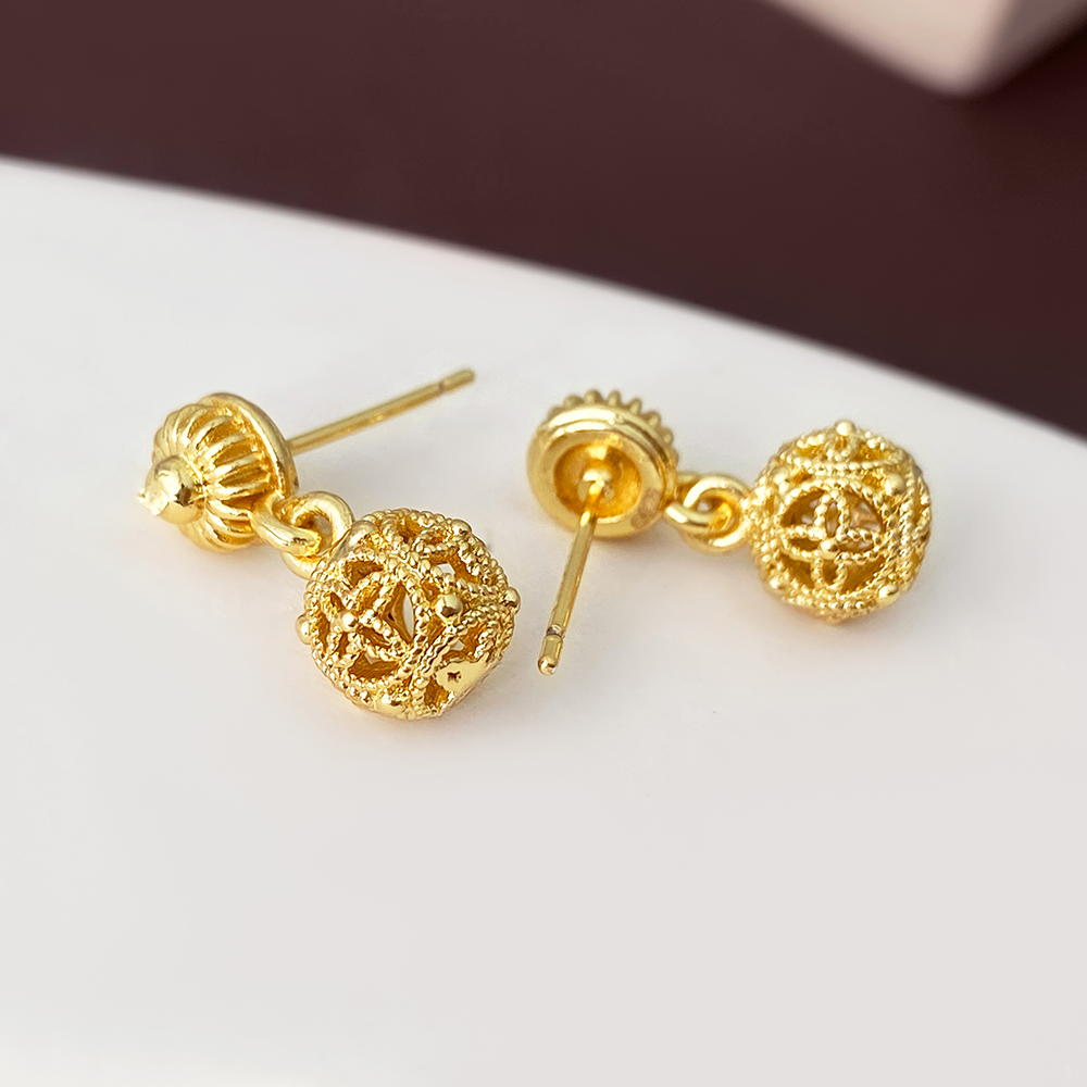 Three-dimensional Ball Dangling Earrings For Women In Copper With Platinum Plated Water Plating And Zircon Inlay 4