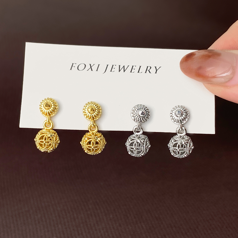 Three-dimensional Ball Dangling Earrings For Women In Copper With Platinum Plated Water Plating And Zircon Inlay 5