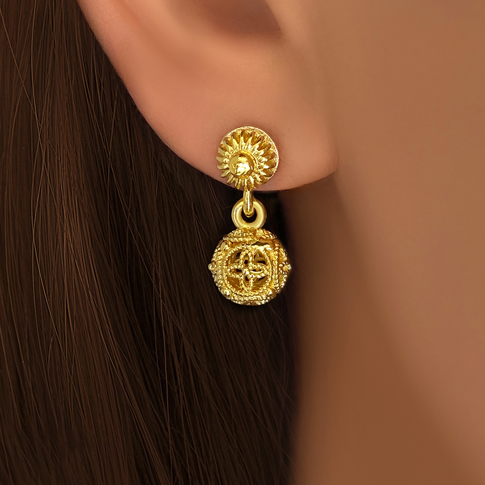 Three-dimensional Ball Dangling Earrings For Women In Copper With Platinum Plated Water Plating And Zircon Inlay 6