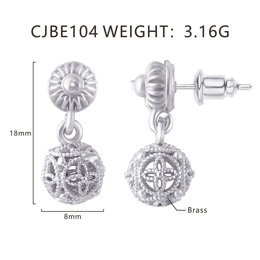 Three-dimensional Ball Dangling Earrings For Women In Copper With Platinum Plated Water Plating And Zircon Inlay 7