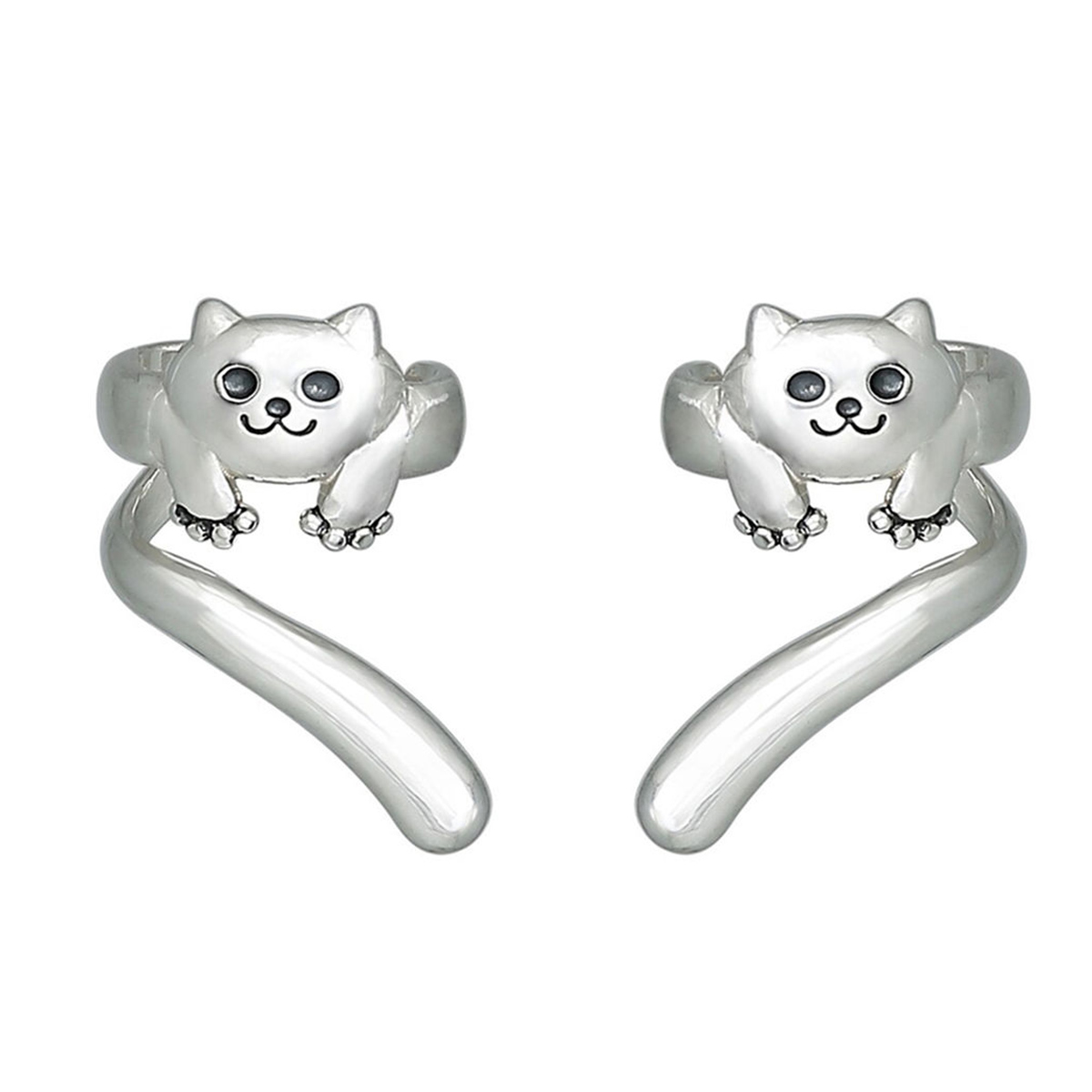 Three-dimensional Cat Clip Earrings For Women In Copper With White K Plated Water Plating And 0.03µm Thickness 2