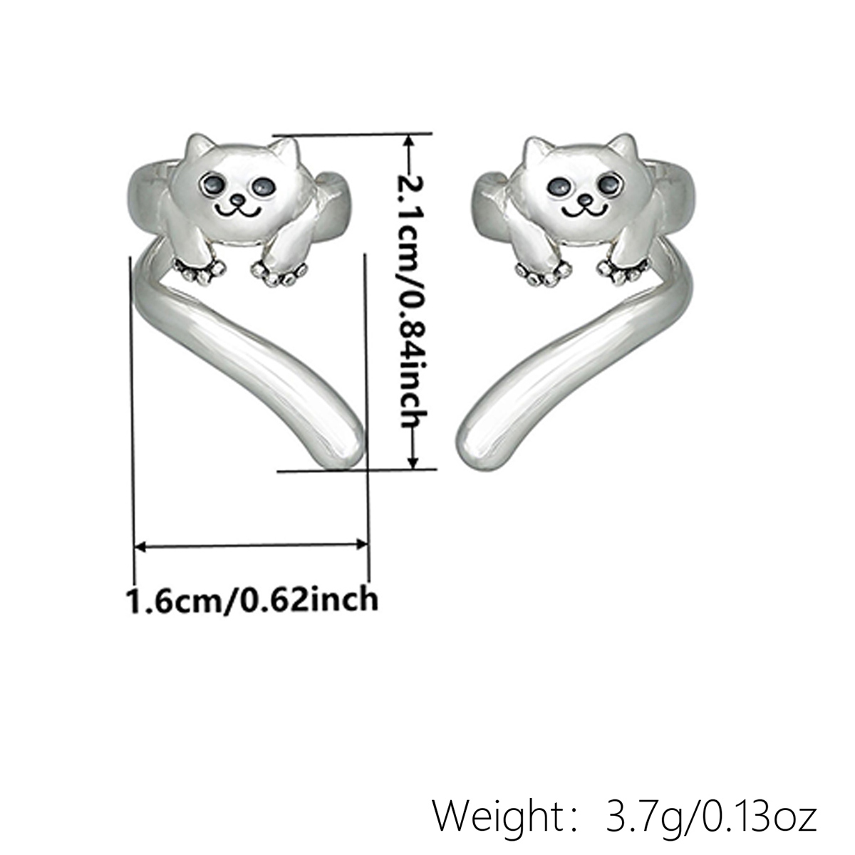 Three-dimensional Cat Clip Earrings For Women In Copper With White K Plated Water Plating And 0.03µm Thickness 3