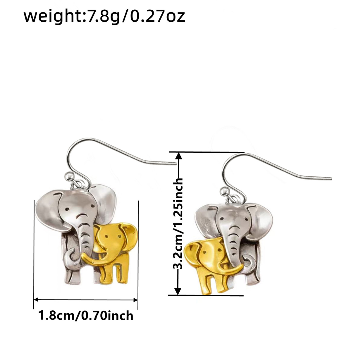 Three-dimensional Elephant Drop Earrings In Copper With KC Golden Water Plating And 0.03µm Thickness 4