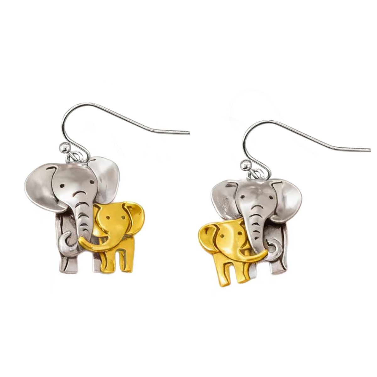 Three-dimensional Elephant Drop Earrings In Copper With KC Golden Water Plating And 0.03µm Thickness 5