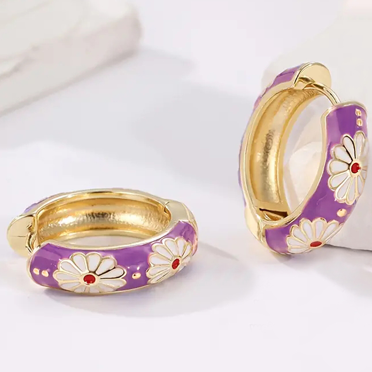 Three-dimensional Flower Earrings In Copper With KC Golden Water Plating Featuring 0.03µm Thick Coating 4