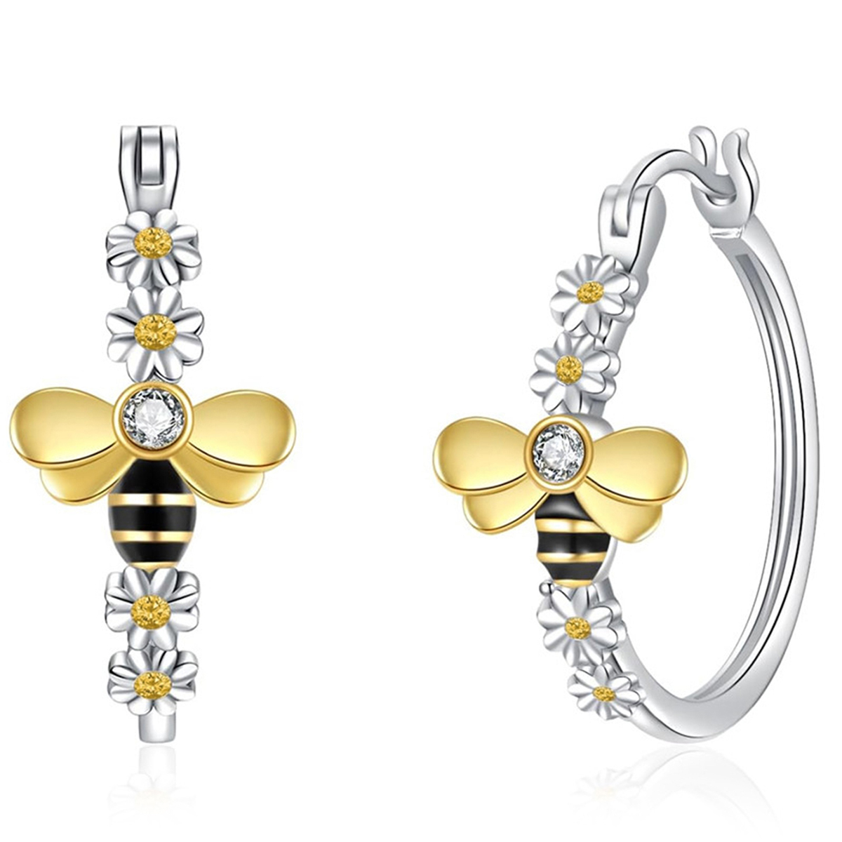 Three-dimensional Flowers Earrings In Copper With KC Golden Water Plating And 0.03µm Thickness Featuring Zircon Inlay 2