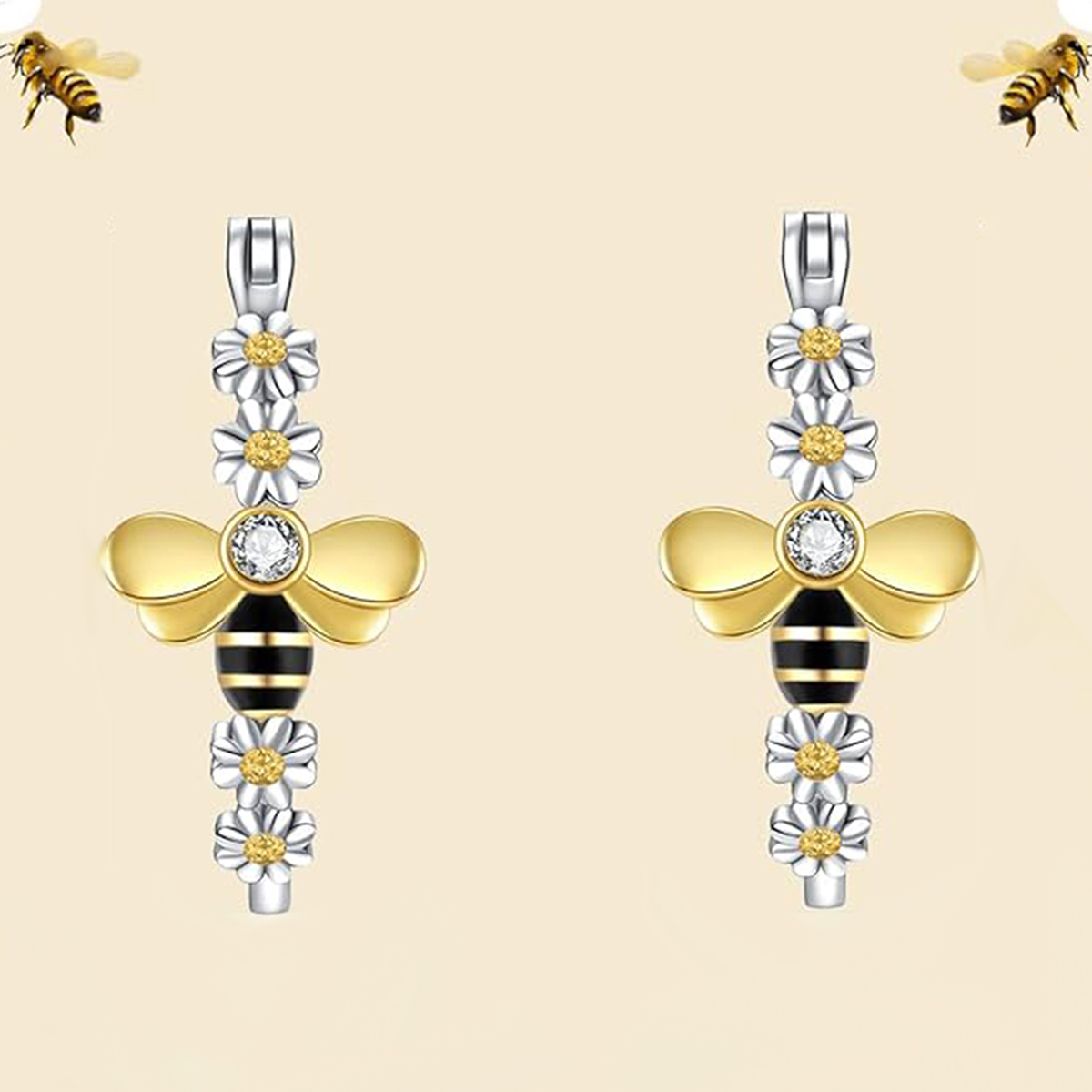 Three-dimensional Flowers Earrings In Copper With KC Golden Water Plating And 0.03µm Thickness Featuring Zircon Inlay 3