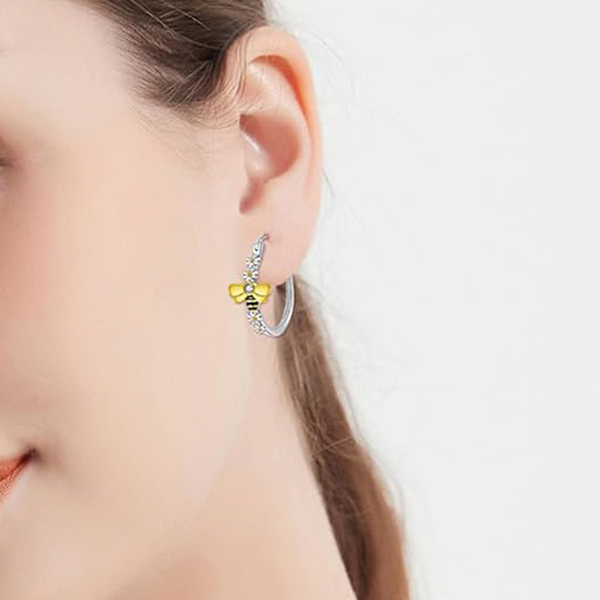 Three-dimensional Flowers Earrings In Copper With KC Golden Water Plating And 0.03µm Thickness Featuring Zircon Inlay 5