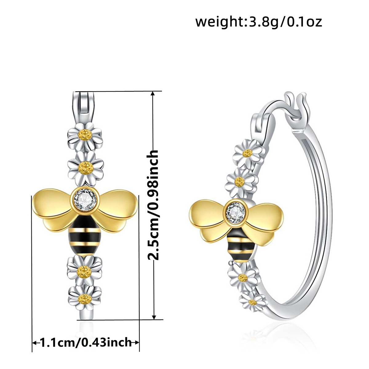 Three-dimensional Flowers Earrings In Copper With KC Golden Water Plating And 0.03µm Thickness Featuring Zircon Inlay 6