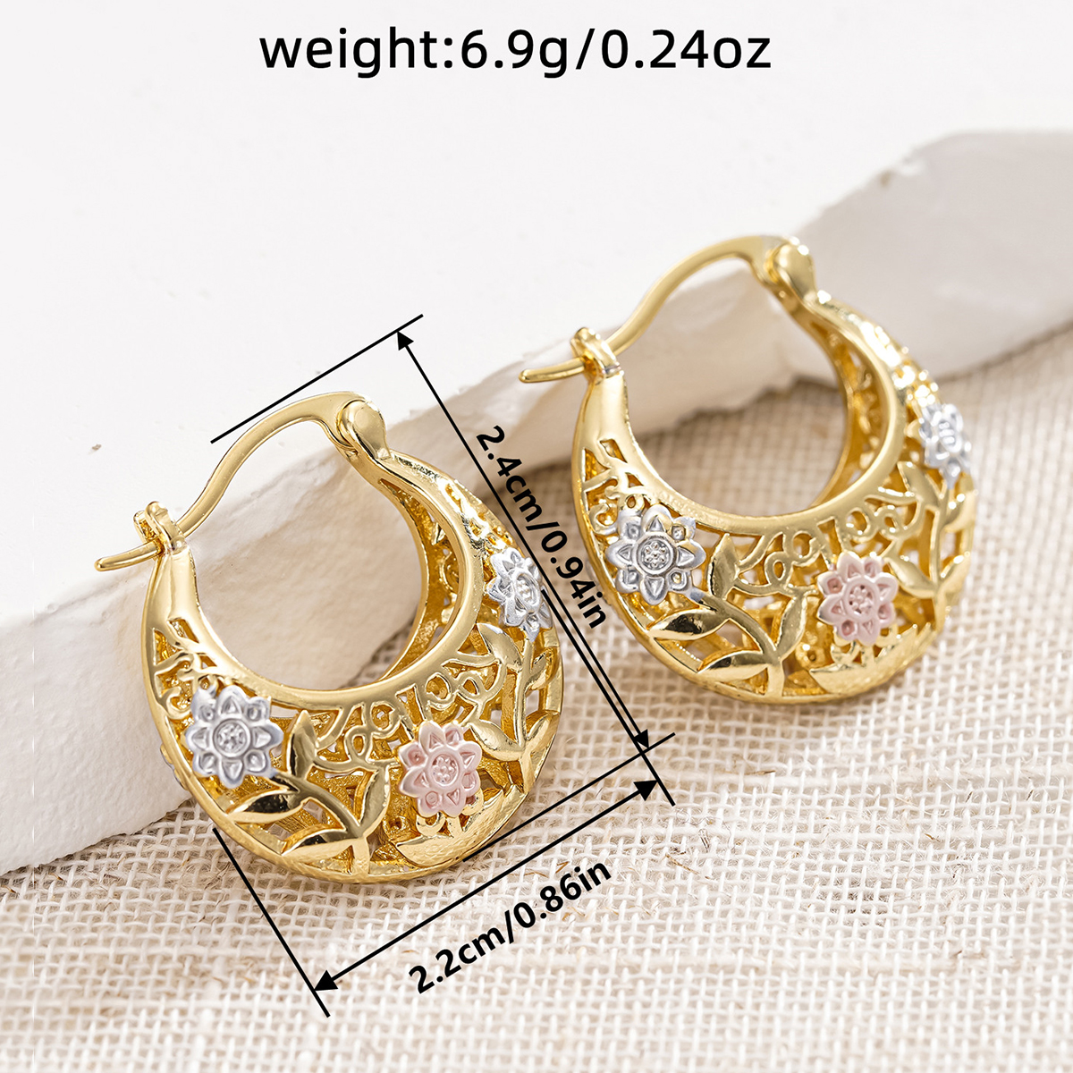 Three-dimensional Flowers Earrings For Women With 0.03µm KC Golden Plated Water Plating On Copper 6