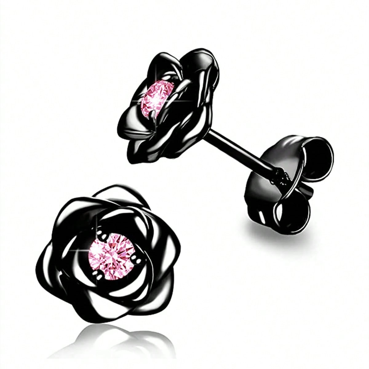 Three-dimensional Flowers Stud Earrings In Copper With KC Golden Plated Water Plating And 0.03µm Thickness Featuring Zircon Inlay 6
