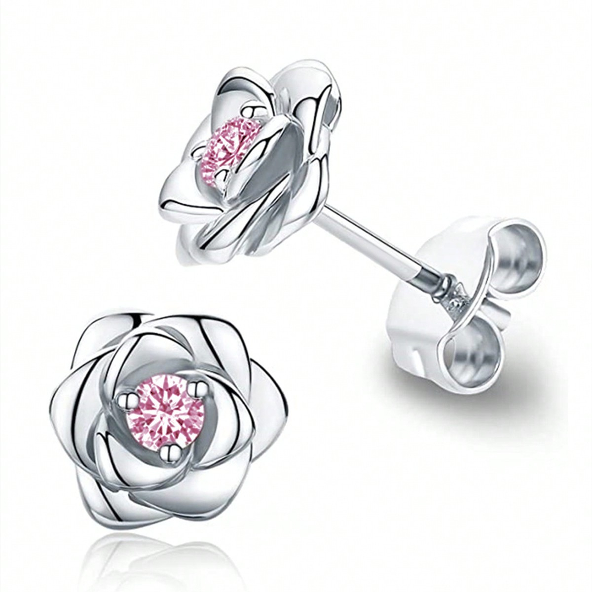 Three-dimensional Flowers Stud Earrings In Copper With KC Golden Plated Water Plating And 0.03µm Thickness Featuring Zircon Inlay 8