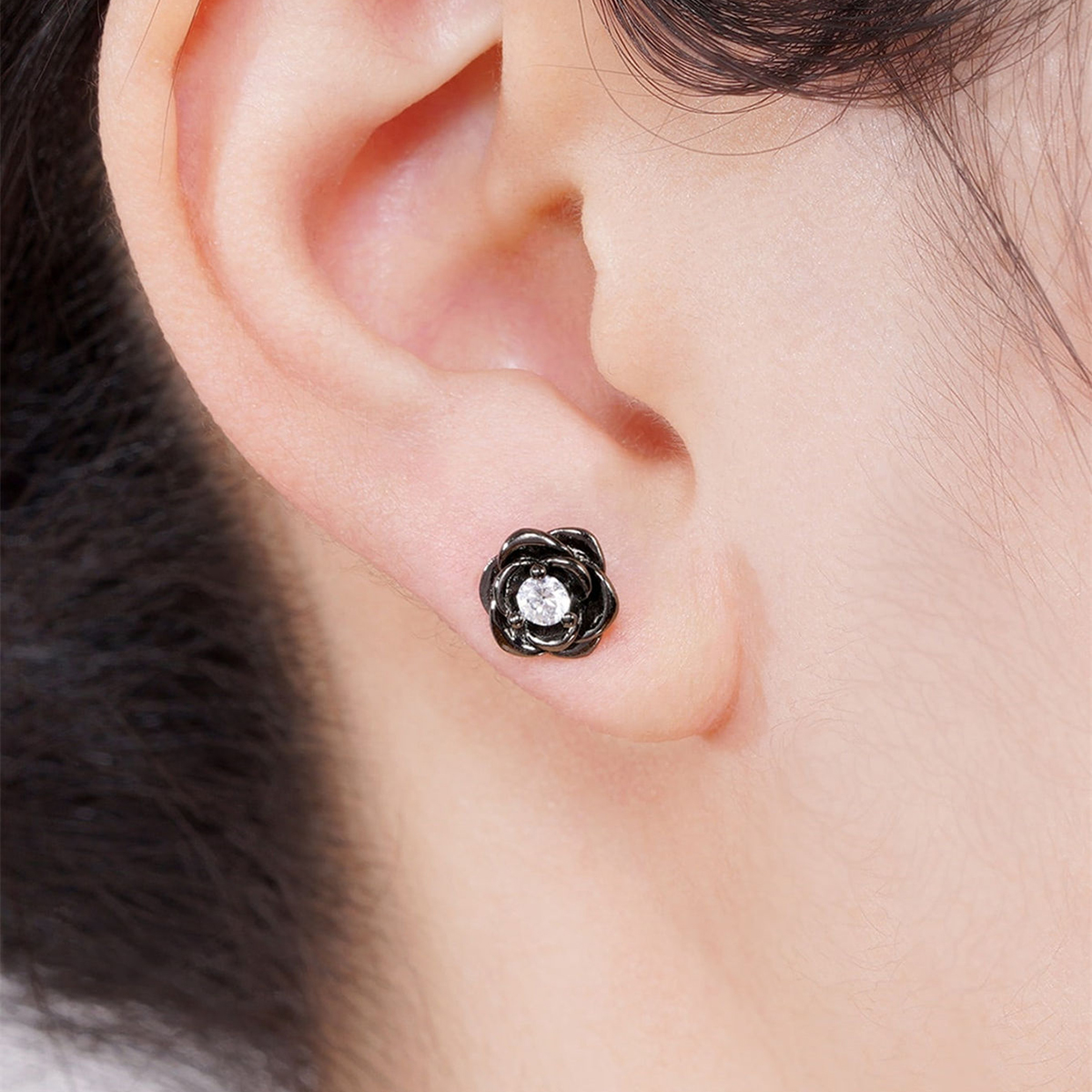 Three-dimensional Flowers Stud Earrings In Copper With KC Golden Plated Water Plating And 0.03µm Thickness Featuring Zircon Inlay 10