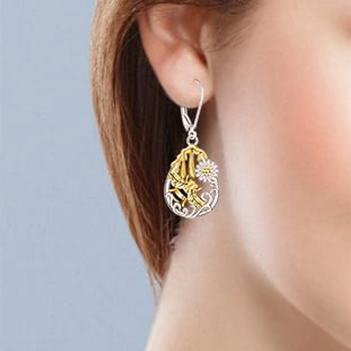 Three-dimensional Flowers Drop Earrings For Women In Copper With KC Golden Water Plating And 0.03µm Thickness 2
