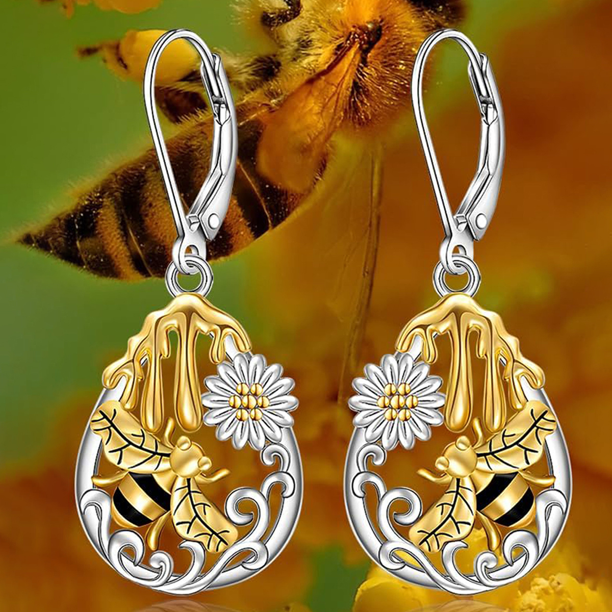 Three-dimensional Flowers Drop Earrings For Women In Copper With KC Golden Water Plating And 0.03µm Thickness 5