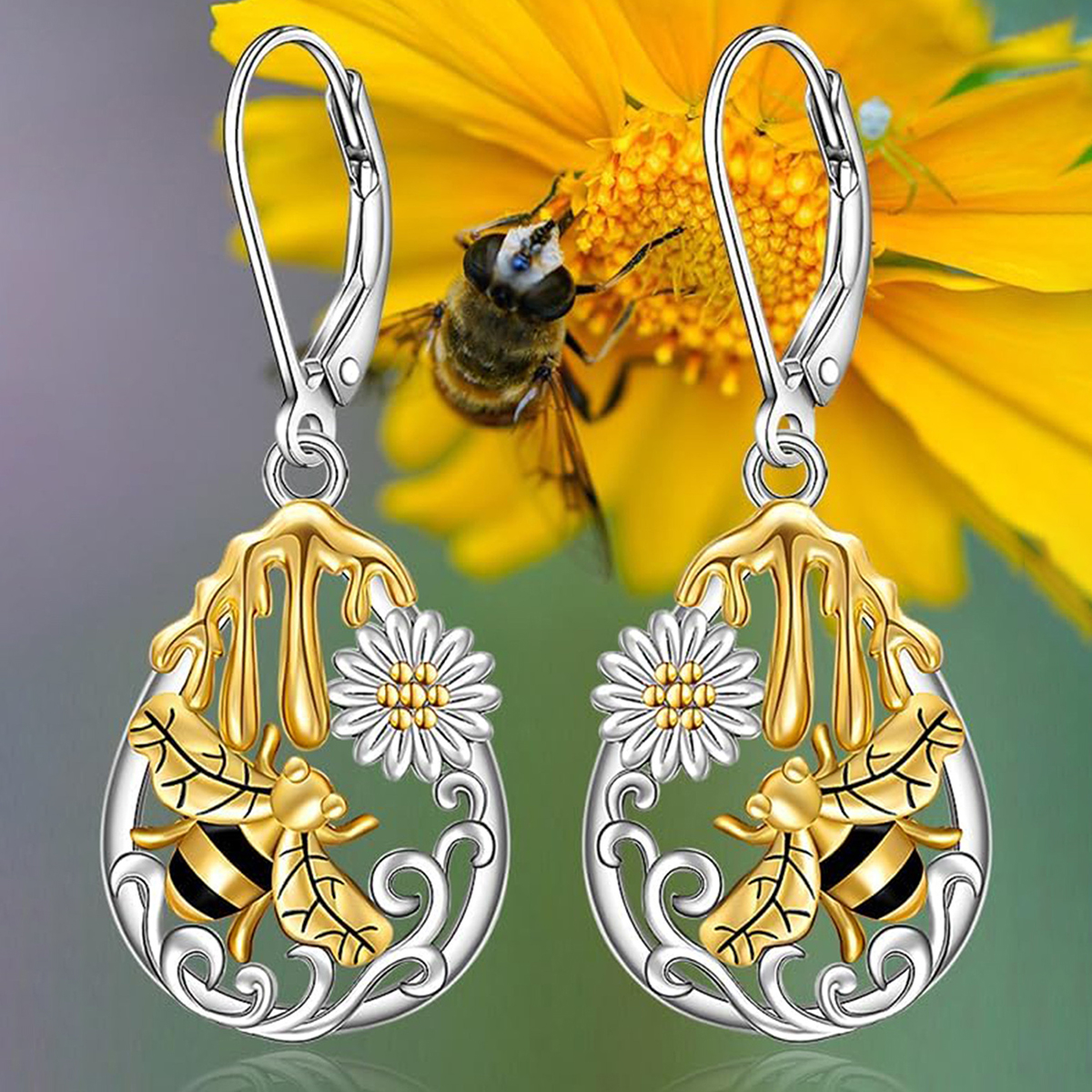 Three-dimensional Flowers Drop Earrings For Women In Copper With KC Golden Water Plating And 0.03µm Thickness 6