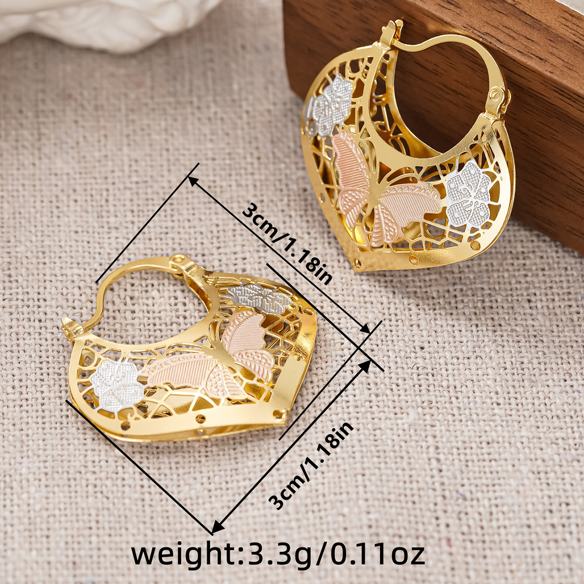Three-dimensional Flowers Earrings For Women In Copper With KC Golden Water Plating And 0.03µm Thickness 2