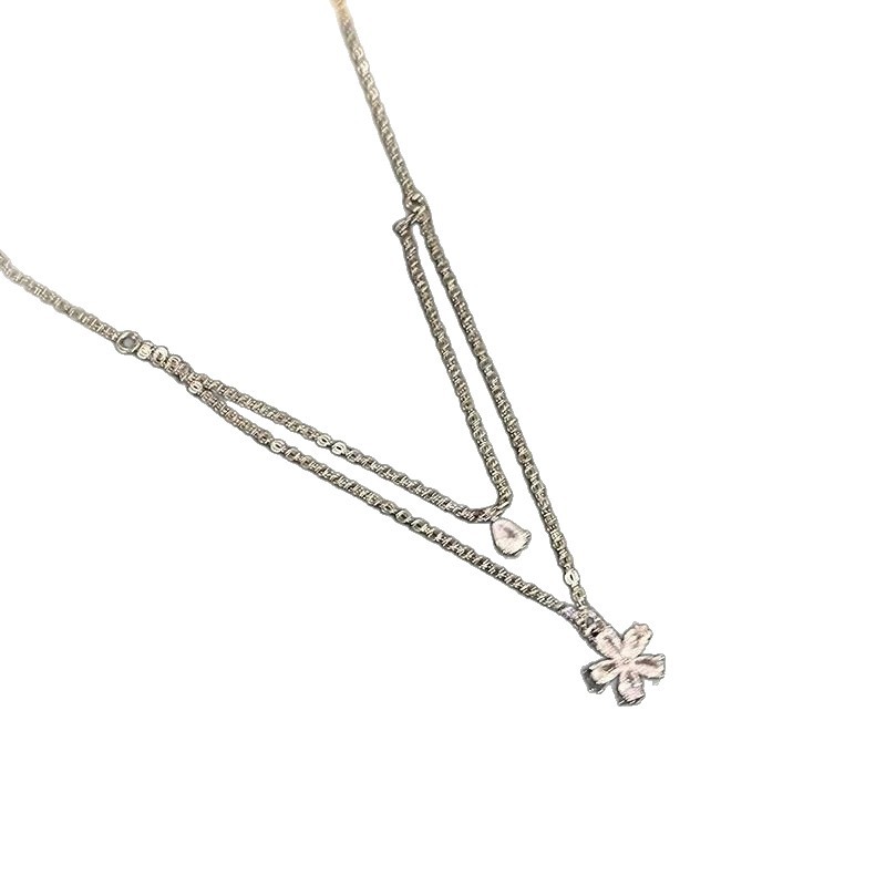 Three-dimensional Flowers Pendant Necklace For Women With Silver Plated Copper, Zircon Inlay, Electroplated Finish, Box Chain 3