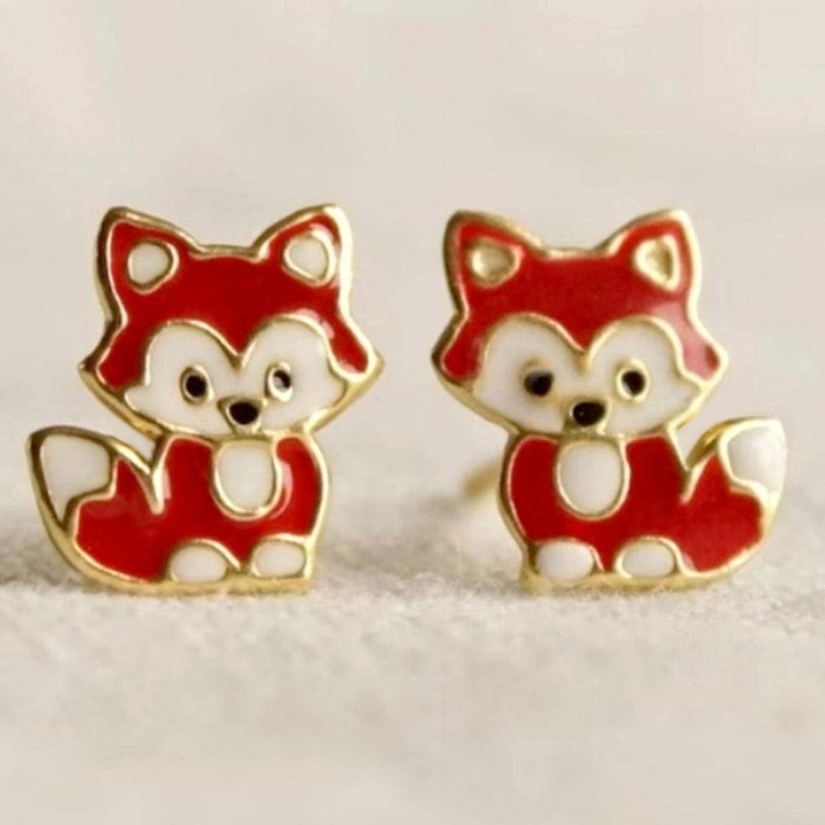 Three-dimensional Fox Stud Earrings In Copper With KC Golden Water Plating And 0.03µm Thickness 2