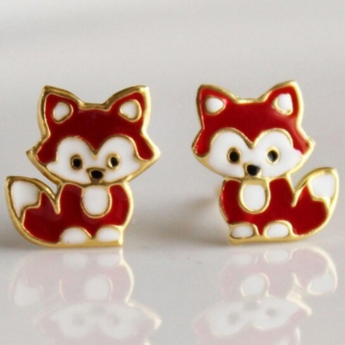 Three-dimensional Fox Stud Earrings In Copper With KC Golden Water Plating And 0.03µm Thickness 3