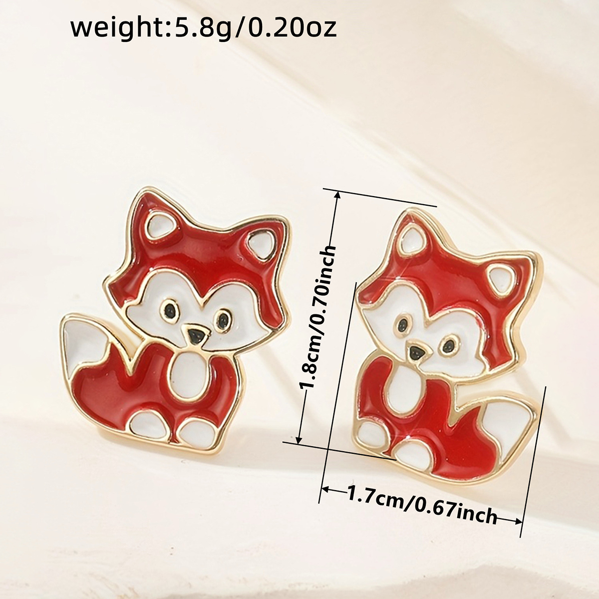 Three-dimensional Fox Stud Earrings In Copper With KC Golden Water Plating And 0.03µm Thickness 6