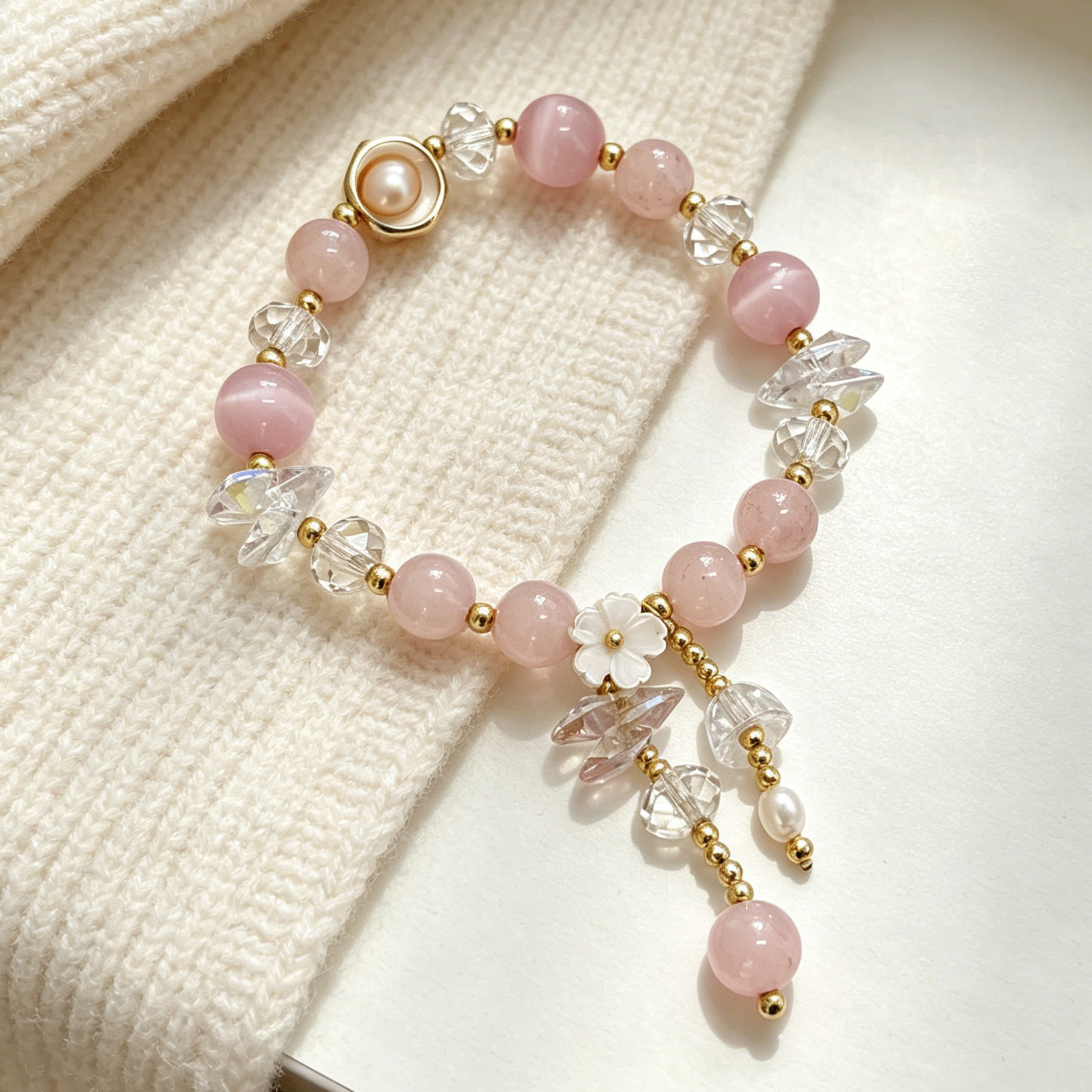 Three-dimensional Geometric Bracelets For Women, Copper Material With Golden Electroplated Finish And Artificial Crystal Inlay 4