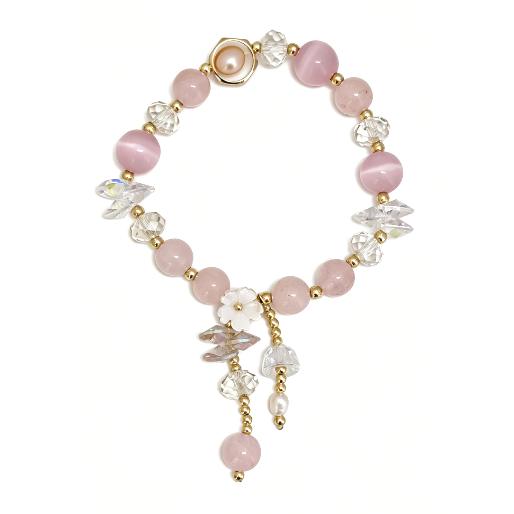 Three-dimensional Geometric Bracelets For Women, Copper Material With Golden Electroplated Finish And Artificial Crystal Inlay 7