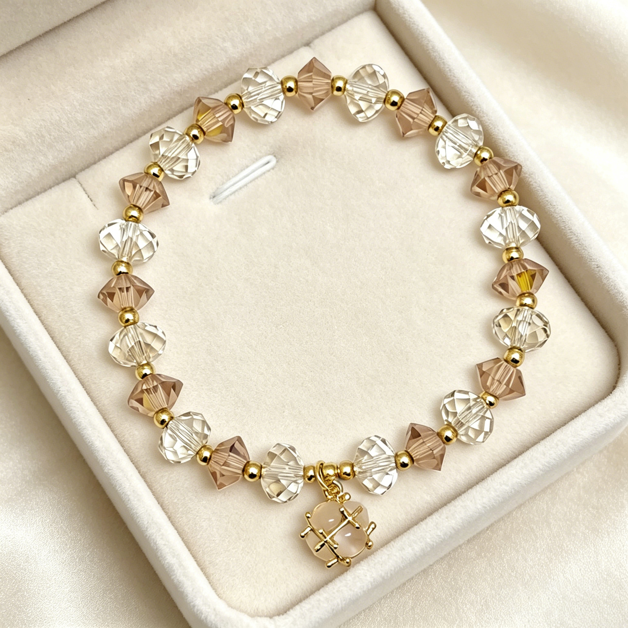 Three-dimensional Geometric Copper Bracelet For Women With Golden Plated Electroplated Finish And Cat's Eye Stone Inlay 7