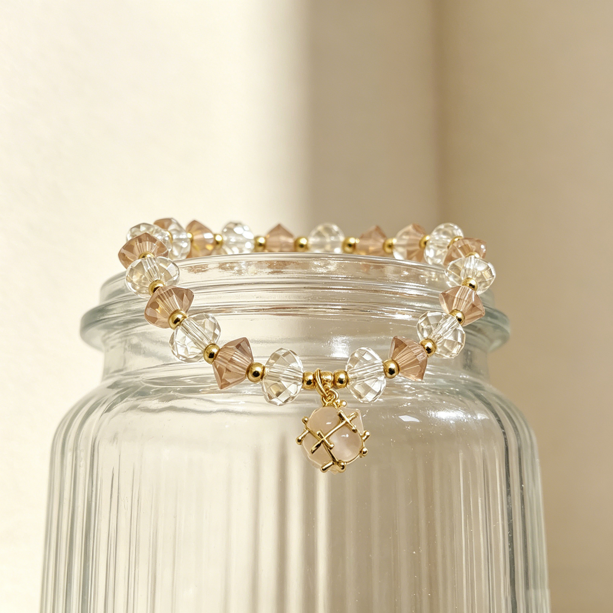 Three-dimensional Geometric Copper Bracelet For Women With Golden Plated Electroplated Finish And Cat's Eye Stone Inlay 8