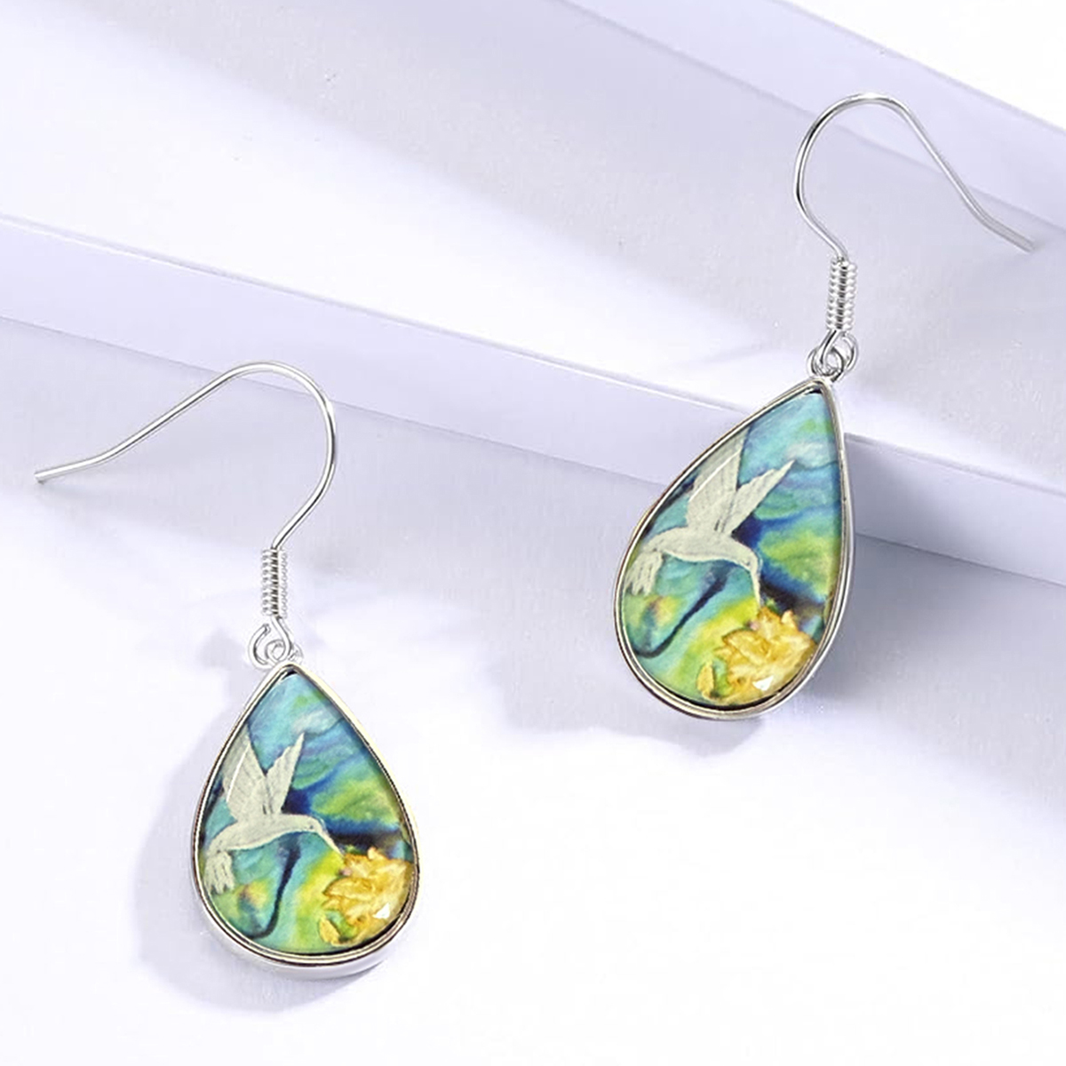 Three-dimensional Geometric Copper Earrings With White K Water Plating Featuring 0.03µm Thick Coating, Drop Earrings 2
