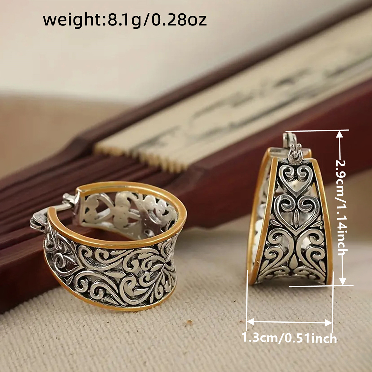 Three-dimensional Geometric Earrings In Copper With KC Golden Water Plating Featuring 0.03µm Thick Coating 6