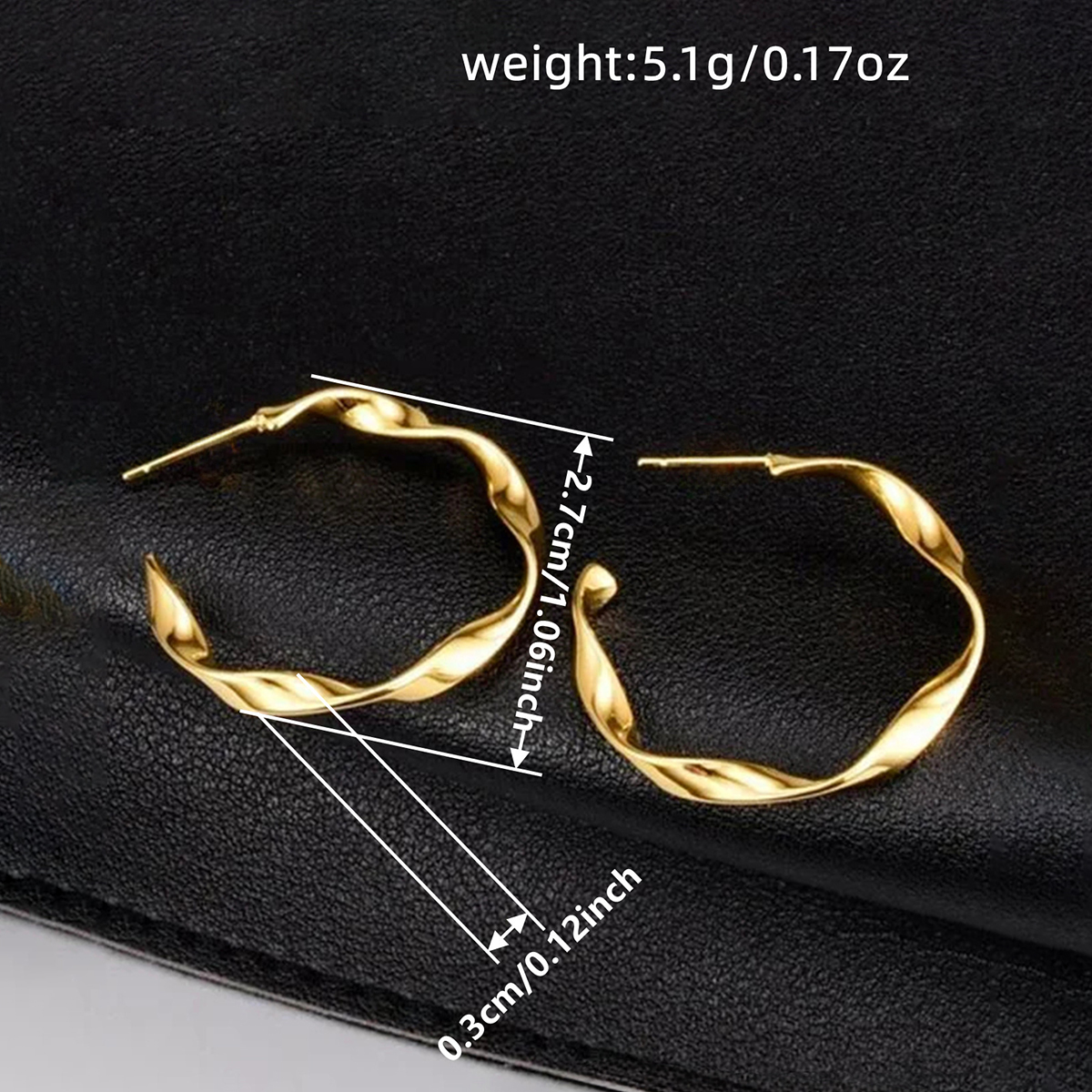 Three-dimensional Geometric Earrings In Copper With KC Golden Water Plating And 0.03µm Thick Coating 5