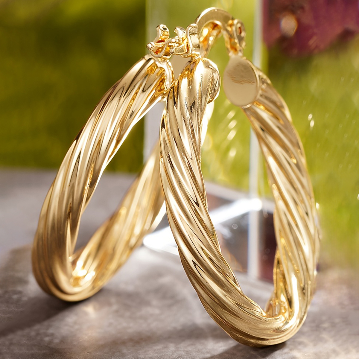 Three-dimensional Geometric Earrings In Copper With KC Golden Water Plating And 0.03µm Thick Coating 2