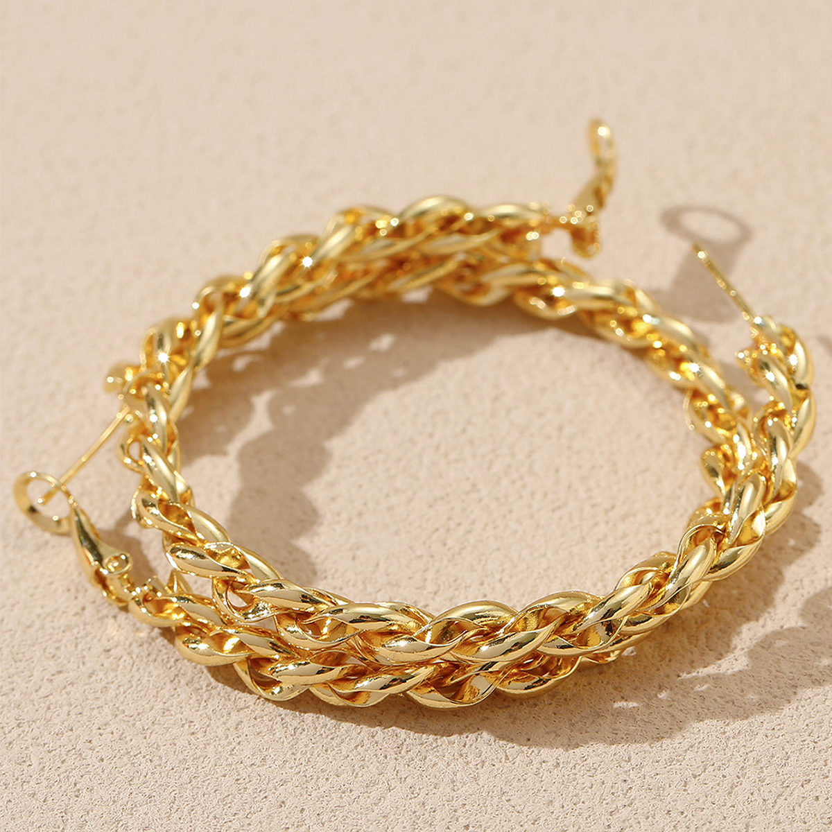Three-dimensional Geometric Earrings In Copper With KC Golden Plated Water Plating Featuring 0.03µm Thick Coating 2