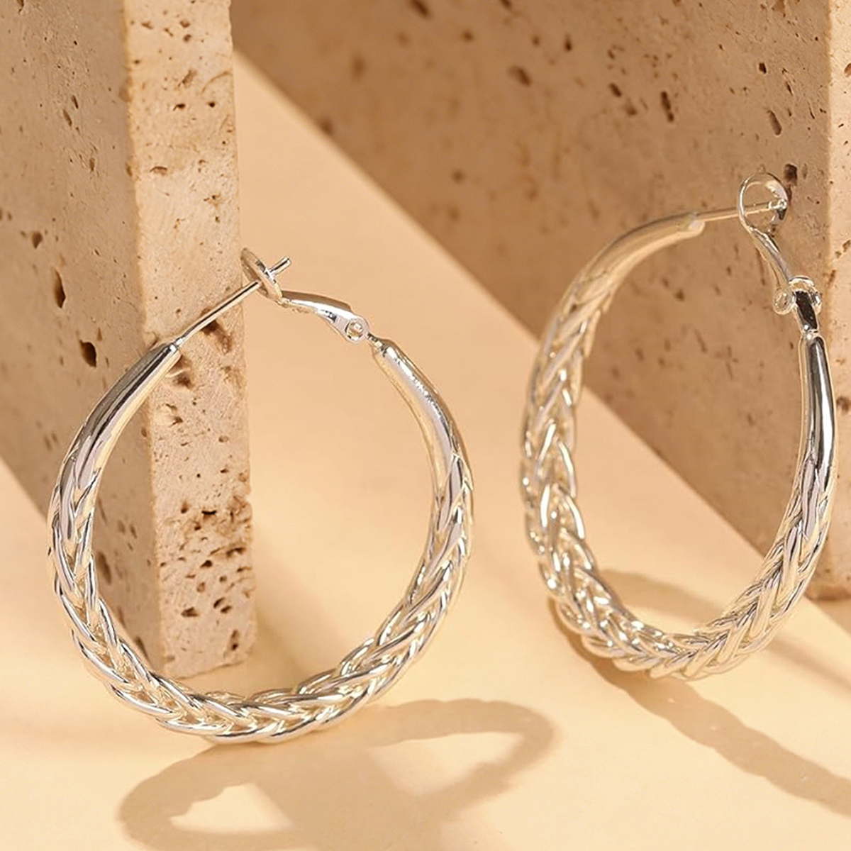 Three-dimensional Geometric Earrings In Copper With KC Golden Water Plating And 0.03µm Thick Coating 5