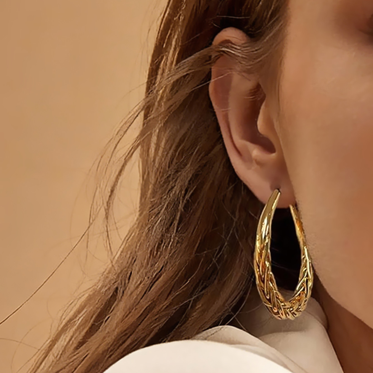 Three-dimensional Geometric Earrings In Copper With KC Golden Water Plating And 0.03µm Thick Coating 9