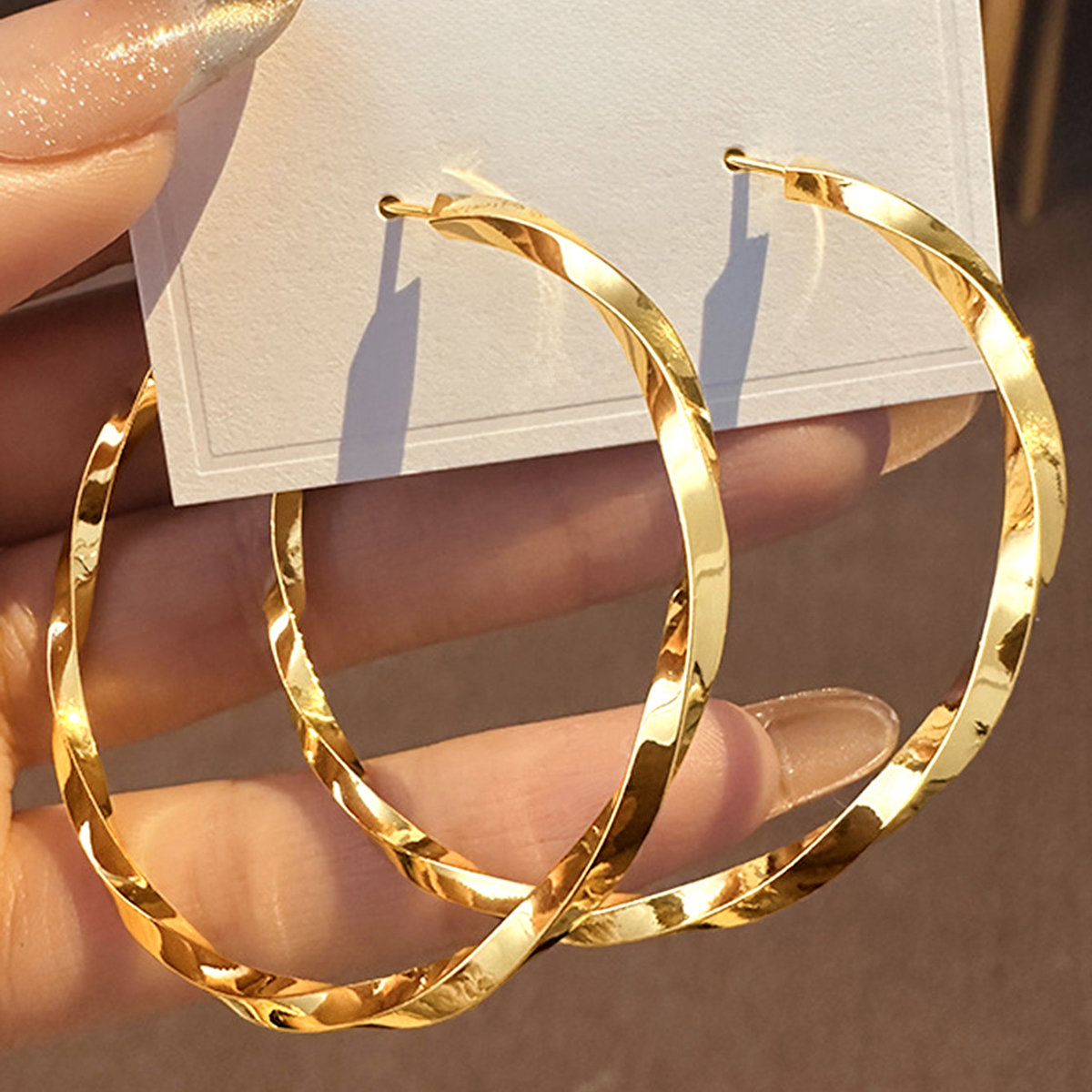 Three-dimensional Geometric Earrings In Copper With KC Golden Water Plating Featuring 0.03µm Thick Coating 5