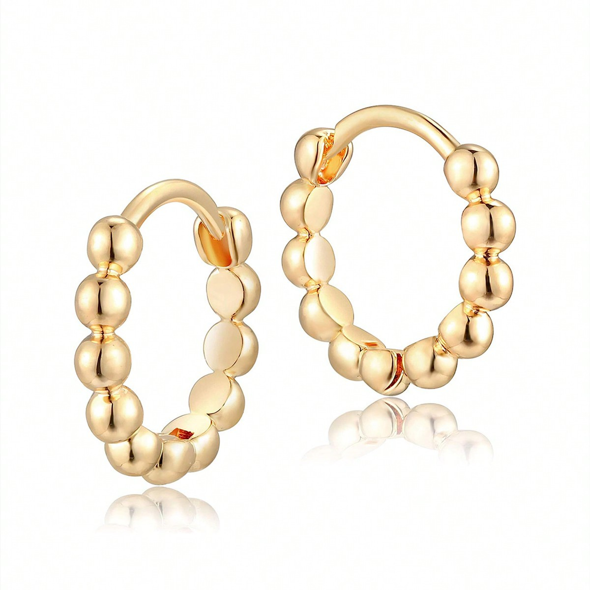 Three-dimensional Geometric Earrings In Copper With KC Golden Water Plating And 0.03µm Thick Coating