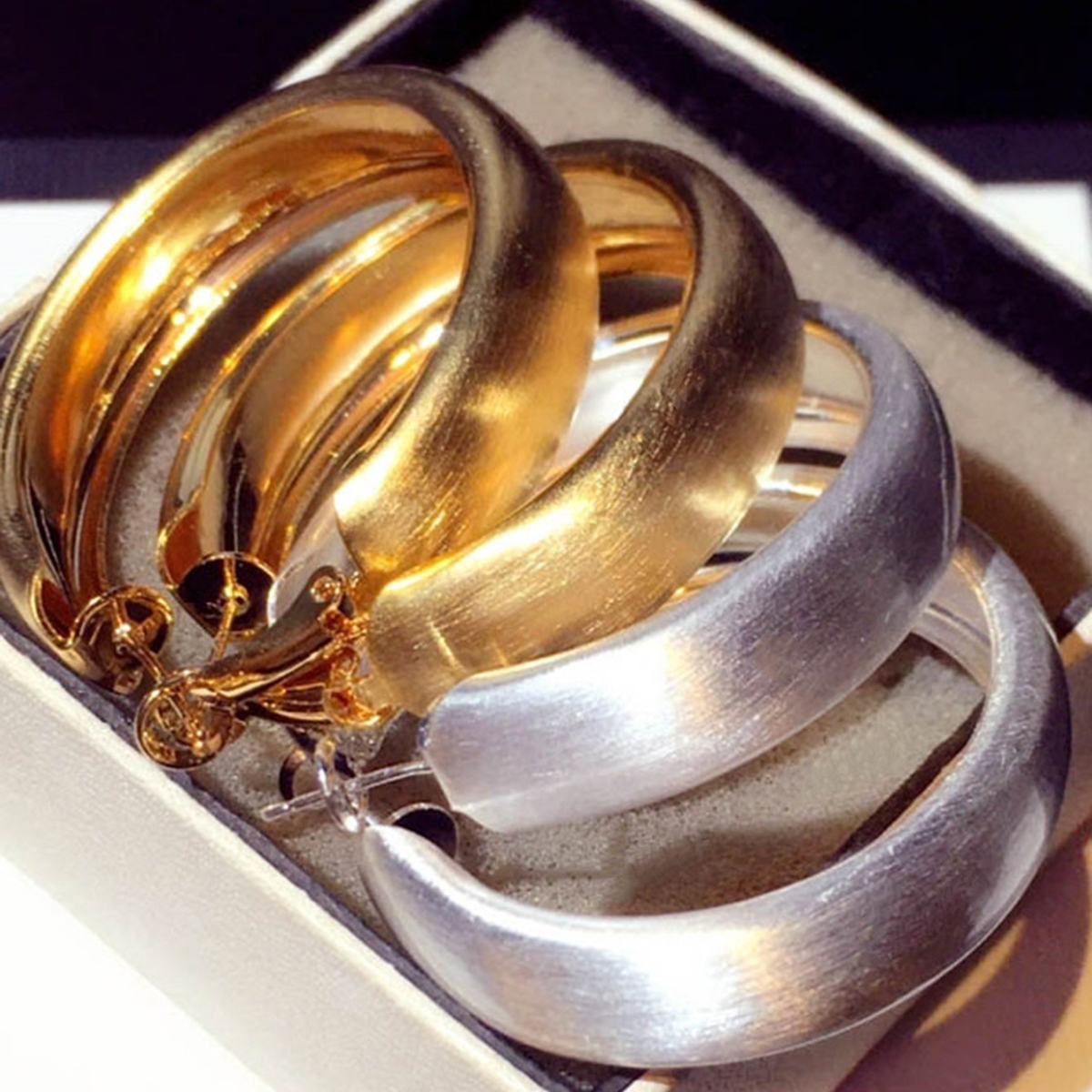 Three-dimensional Geometric Earrings In Copper With KC Golden Water Plating Featuring 0.03µm Plating Thickness