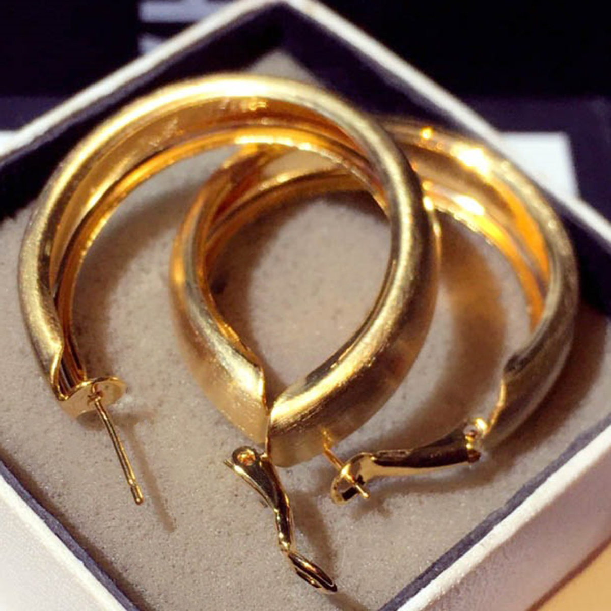 Three-dimensional Geometric Earrings In Copper With KC Golden Water Plating Featuring 0.03µm Plating Thickness 4