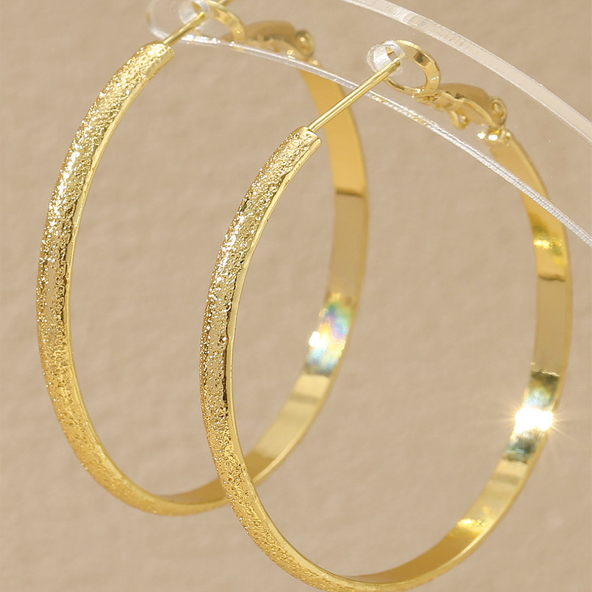 Three-dimensional Geometric Earrings In Copper With KC Golden Water Plating Featuring 0.03µm Plating Thickness