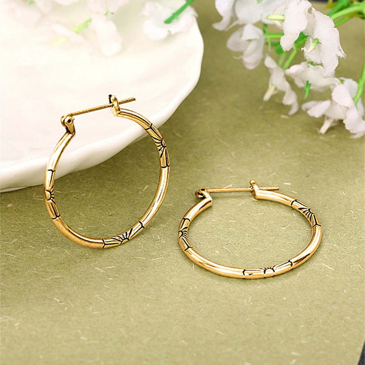 Three-dimensional Geometric Earrings For Women In Copper With KC Golden Water Plating And 0.03µm Thickness 2