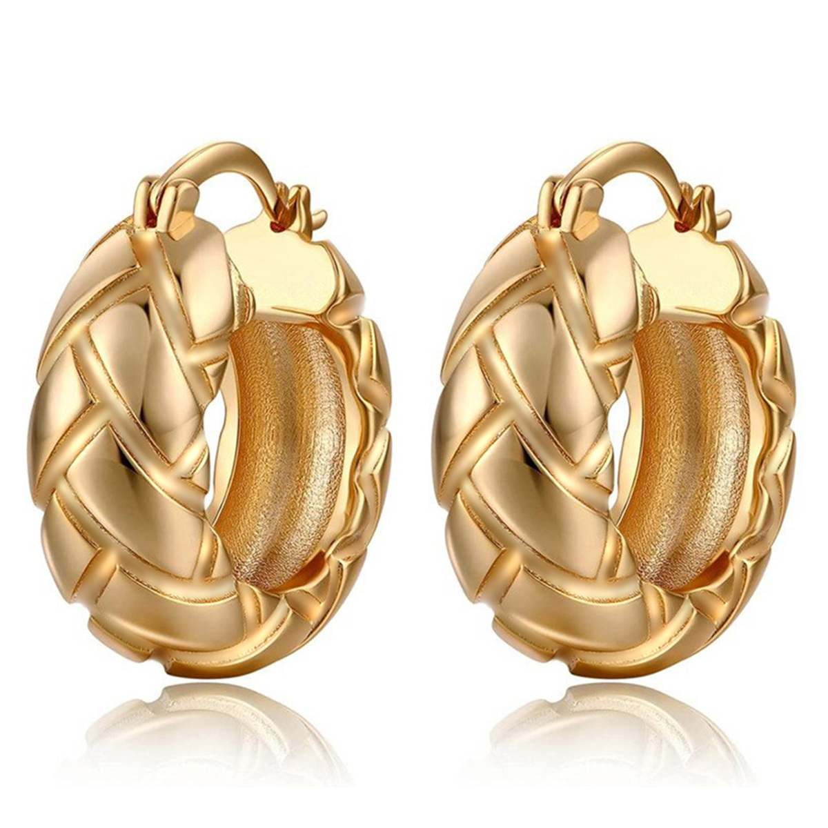 Three-dimensional Geometric Earrings For Women In Copper With KC Golden Plated Water Plating And 0.03µm Thickness