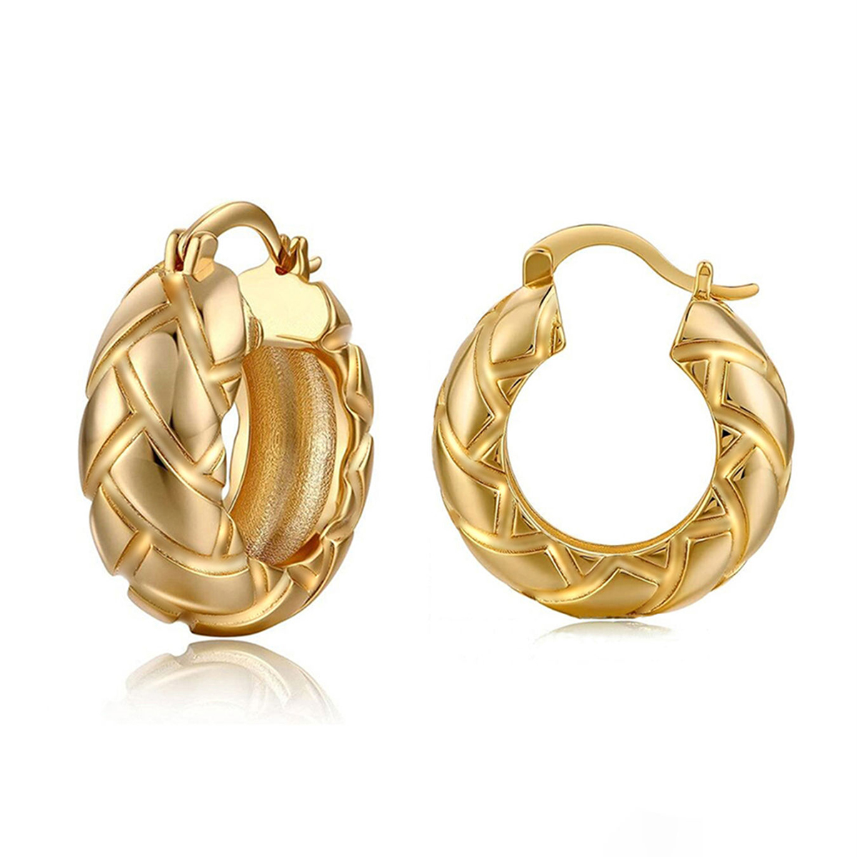 Three-dimensional Geometric Earrings For Women In Copper With KC Golden Plated Water Plating And 0.03µm Thickness 3