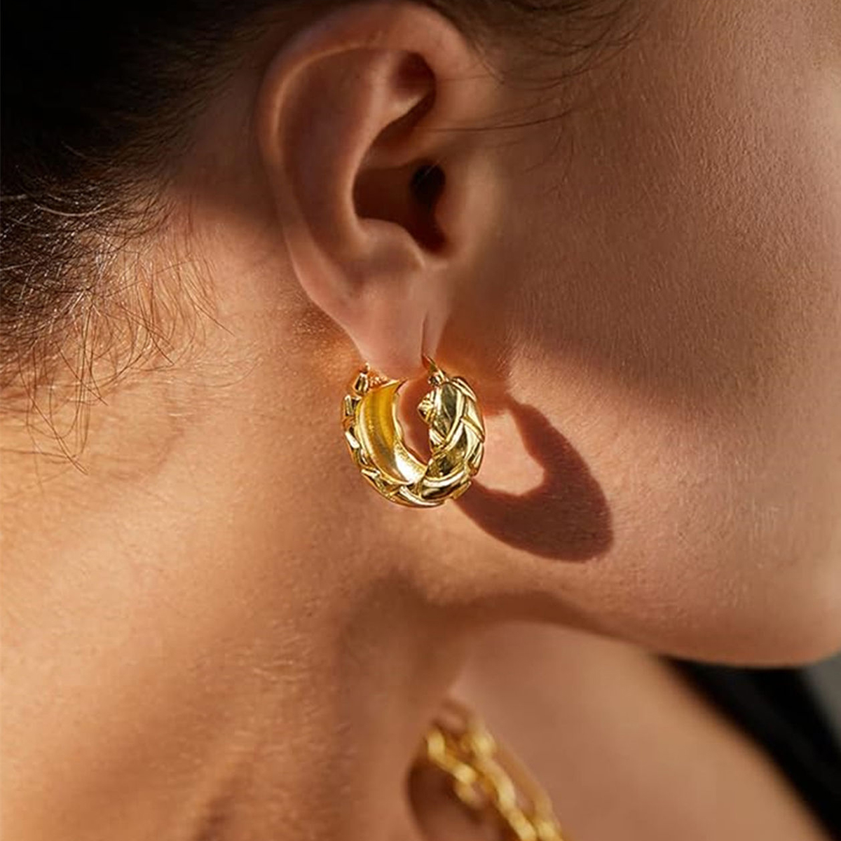Three-dimensional Geometric Earrings For Women In Copper With KC Golden Plated Water Plating And 0.03µm Thickness 5