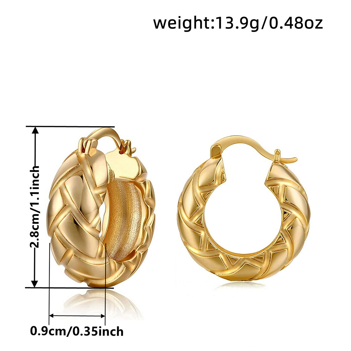 Three-dimensional Geometric Earrings For Women In Copper With KC Golden Plated Water Plating And 0.03µm Thickness 6